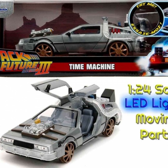 Hollywood Rides: Back To The Future Part 3 - De Lorean With Railroad Wheels Diecast Model 1:24