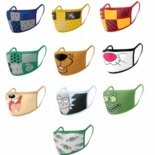 Face Mask Mascherina 2-pack Harry Potter / Scooby Doo / Looney Toones / Rick and Morty / Friends